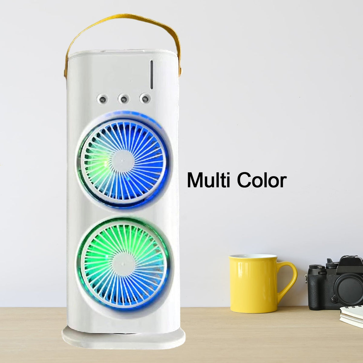 Electric Fan Desktop Double-Head Powerful Air (1 Pc / With Remote / Plug and Play)