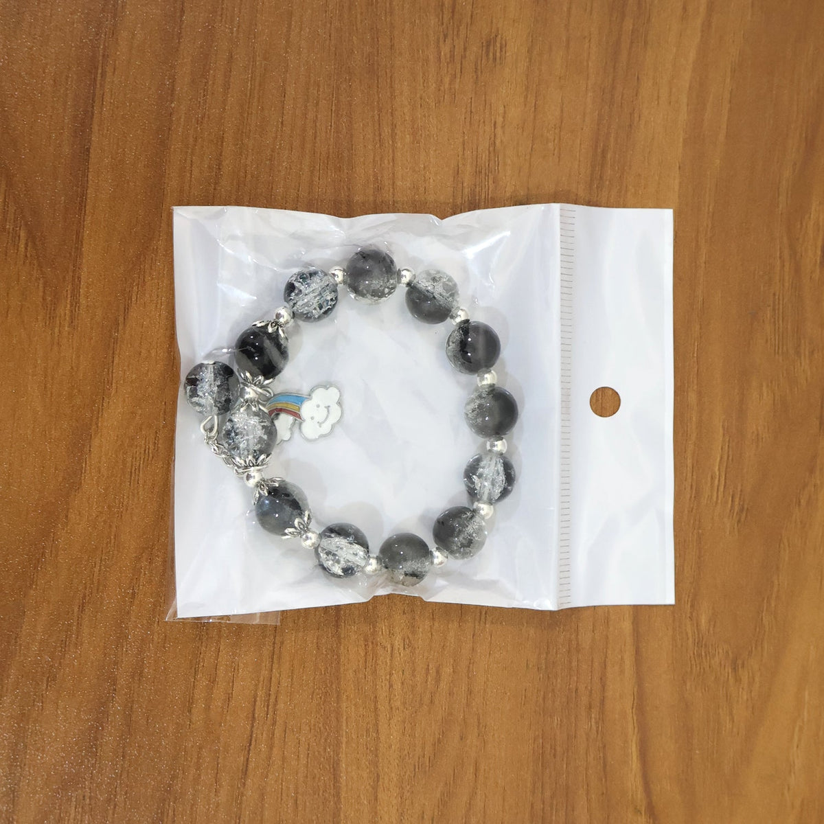 Elegant Black & Crystal Beaded Charm Bracelet
