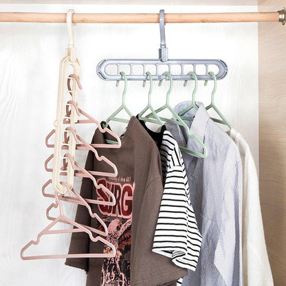 9-Hole Plastic Hanger Hook for Wardrobe Clothes Organization & Indoor Storage