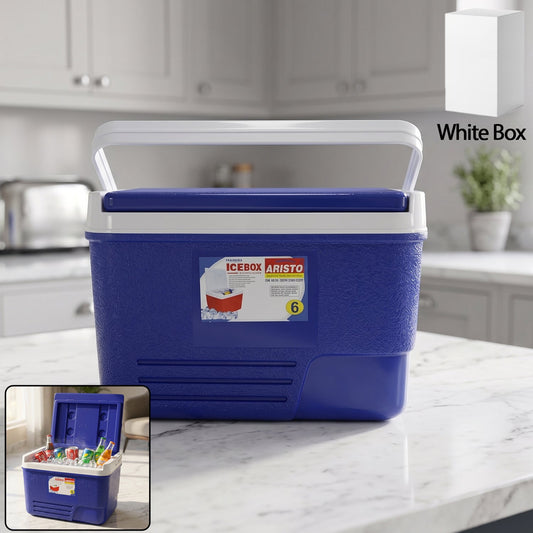 Portable Insulated Ice Cooler Box with Carry Handle (1 Pc, Blue / 6Ltr)