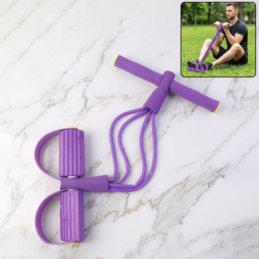 Portable Pull Rope Resistance Exerciser with Foot Pedal Support (1 Pc)